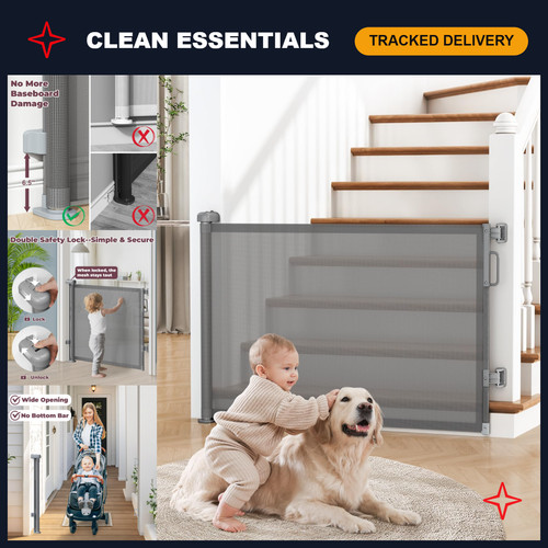 Retractable baby gate for - gate,